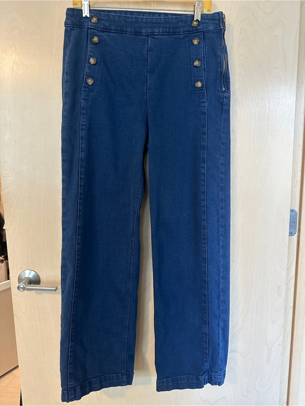 Old Navy Extra Hi Rise Sky Hi Wide Leg Jeans Womens 12 Mariner Nautical Run Big